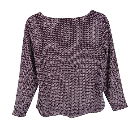 Ann Taylor Burgundy White Circle Pattern Lightweight Pullover Blouse Size S - Picture 2 of 5